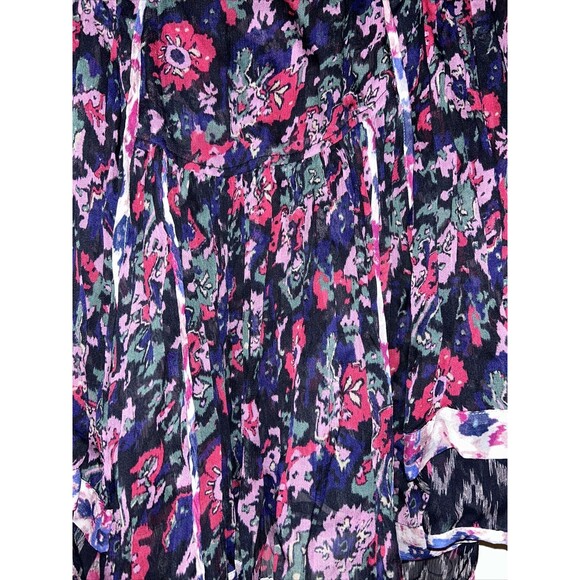 Isabel Marant Étoile Blouse Roxini Floral Print Sheer Navy Blue Pink Women's 34 - Picture 10 of 10